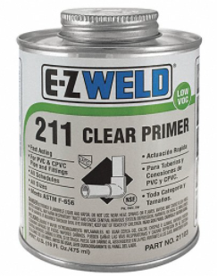Clear Primer, Size 16 oz, For Use With Fittings, Pipes