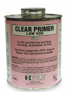 Clear Primer, Size 32 oz, For Use With Fittings, Pipes