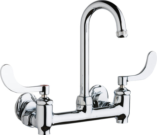 Chicago Faucets Sink Faucet, 8'' Wall W/ Stops 640-GN1AE1-317YAB