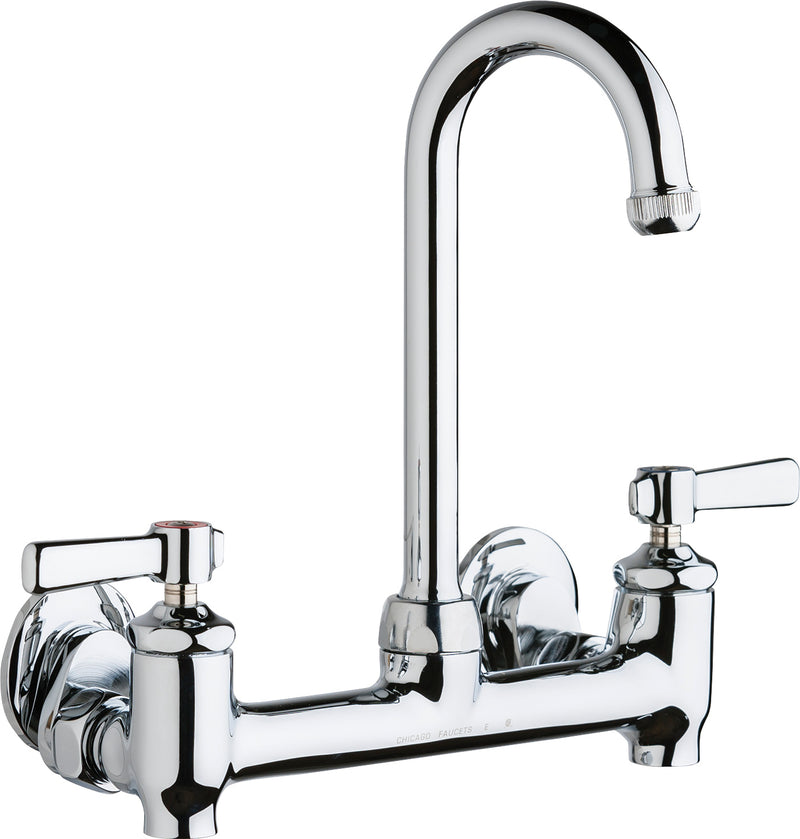 Chicago Faucets Sink Faucet, 8'' Wall W/ Stops 640-GN1AE1-369YAB