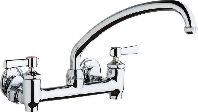 Chicago Faucets Sink Faucet, 8'' Wall W/ Stops 640-L9E1-369YAB