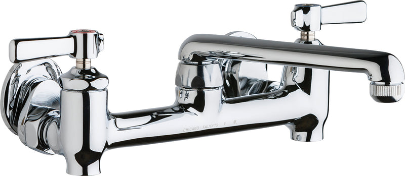 Chicago Faucets Sink Faucet, 8'' Wall W/ Stops 640-S6E1-369YAB