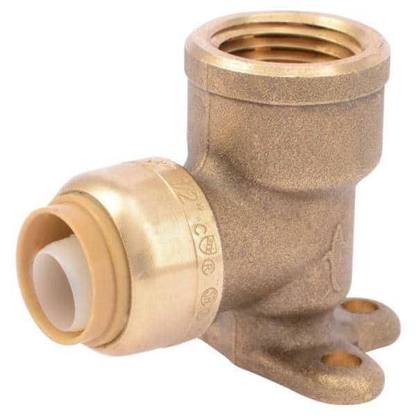Watts LFWPE23B-08PB 1/2 IN Brass Drop Ear Elbow, F1960 Inlet with 1/2 IN FPT Outlet