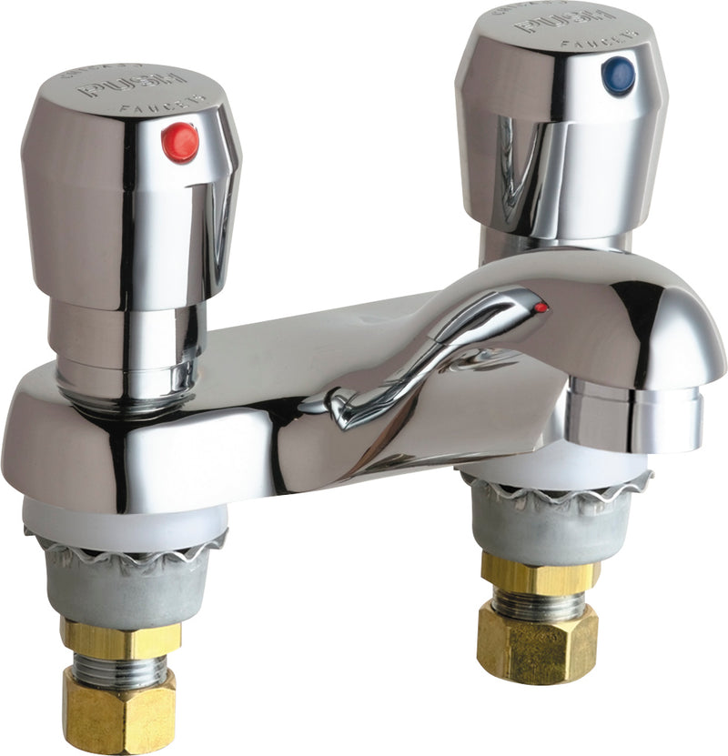 Chicago Faucets Deck-Mounted Lavatory Metering Faucet with 4" Centers 802-VE2805-665ABCP