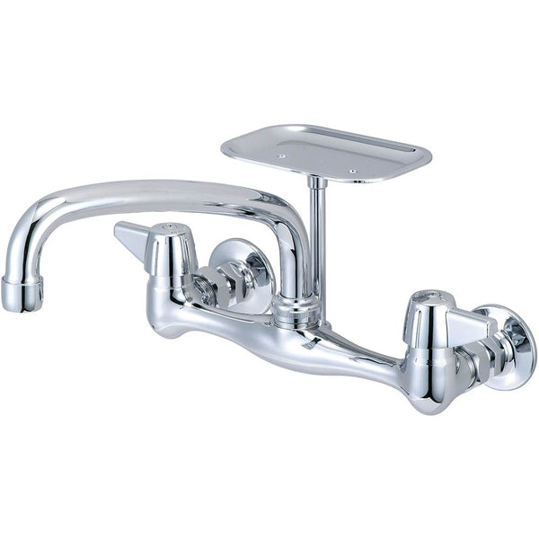 Central Brass Wall-Mount 2-Handle Standard Kitchen Faucet in Chrome 8" Spout