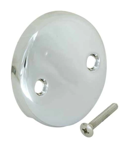 2 Hole Waste and Overflow Face Plate, Chrome Finish