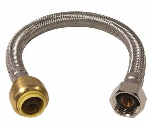 1/2" IP x 1/2" IP x 12" Stainless Steel Flexible Connector