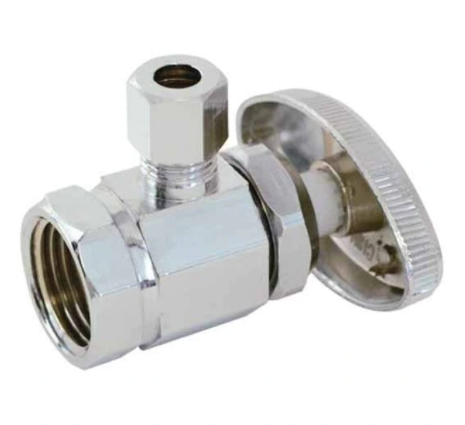 1/2" Compression x 3/8" Compression Angle Stop, 125 psi