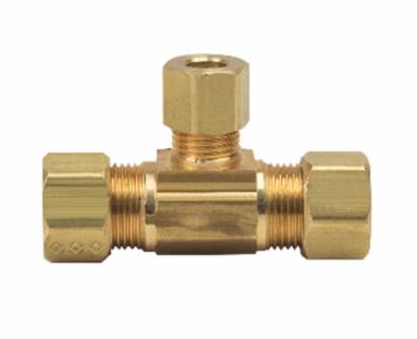 3/8" X 3/8" X 1/4" Brass Compression Tee