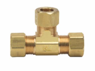 3/8" Compression Tee, Rough Brass 200 psi