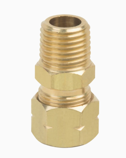 3/8" Compression x 1/4" MIP Union Brass, 200 psi