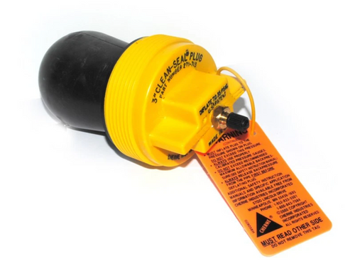 3" Clean Seal Pneumatic Plug, Natural Rubber Threaded