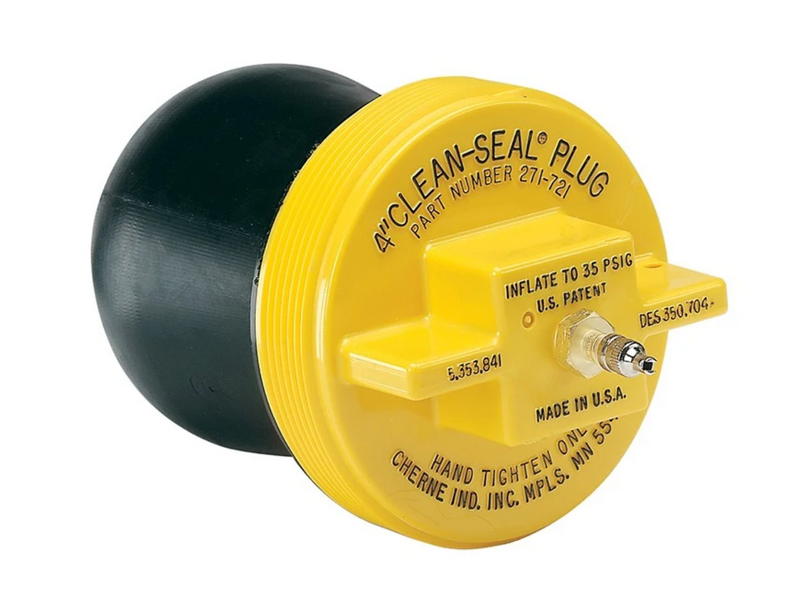 4" Clean Seal Pneumatic Plug, Natural Rubber Threaded