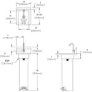 Elkay EHS-14-PEDX Hand Sinks, 14X17 OA, 10X12X5 Bowl,