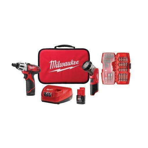 Milwaukee M12 Screwdriver and LED Worklight Kit with Bit Set