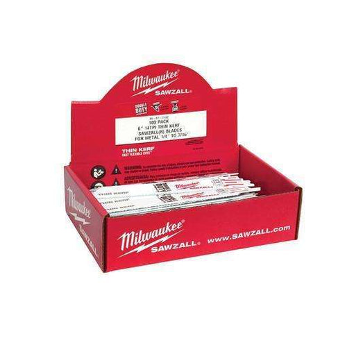 Milwaukee 48-01-7091 6" 8/12 TPI SAWZALL Blades, 100 Pack