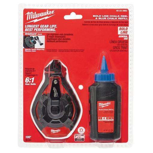 Milwaukee 48-22-3982 100' BOLD LINE CHALK N REEL W BLUE