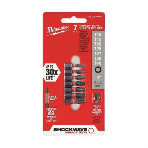 Milwaukee 48-32-4615 Shockwave 7 Piece Torx 1 Insert Bit Set