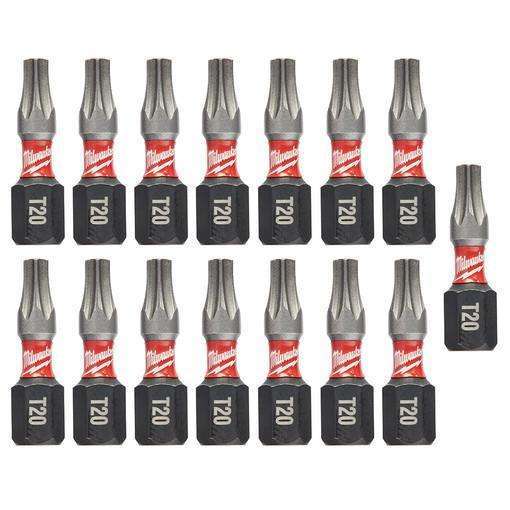 Milwaukee 48-32-5011 SHOCKWAVE 1" T20 Bit 15PK TIC TAC