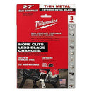 Milwaukee 27" 18-TPI Extreme Thin Metal Bandsaw Blades 3 Pa