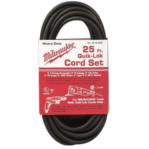 Milwaukee 25' Quik-Lok 3 Wire Double Insulated Cord