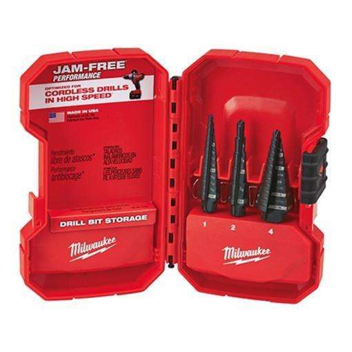 Milwaukee 3pc Dual-Flute Step Bit Set (#1, #2, #4)