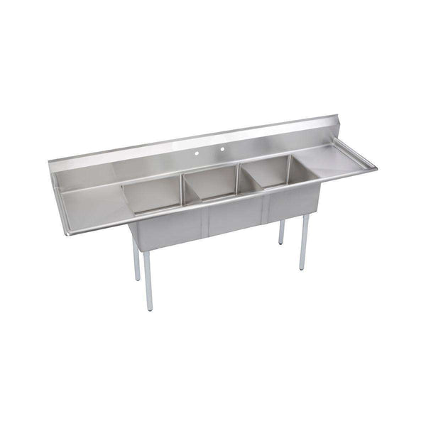 Elkay E3C24X24-2-24X 3 Comp. Sinks, 124X30 OA, 24X24X12 B, L