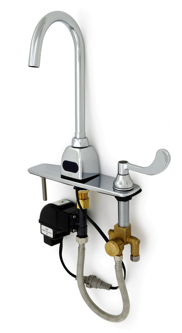 Zurn AquaSense Single Hole Gooseneck Sensor Faucet-1.5 GPM, Above Deck Mixer, Wrist Blade Handle, 8" Wide Cover Plate Z6920-XL-ADM.0031