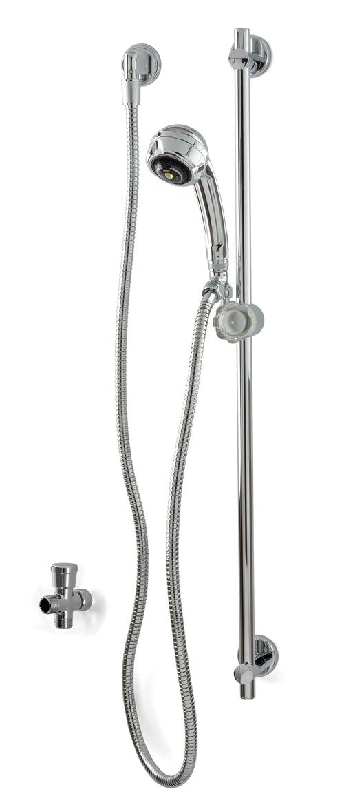 Zurn Temp-Gard Hand/Wall Shower with Supply Elbow, Flange, 60" Hose, and 30" Slide Bar in Chrome Z7000-HW11