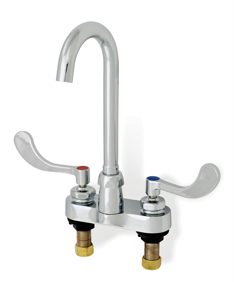 Zurn AquaSpec Gooseneck Faucet, 4" Centerset, 3 " Spout, 2.0 GPM Laminar Flow Control in Spout Base, 4" Wrist Blade Handles Z812A4-XL-FC