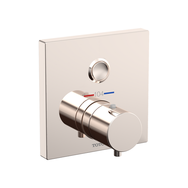 TOTO Square Thermostatic Mixing Valve with One-Function Shower Trim, Polished Nickel TBV02405U#PN