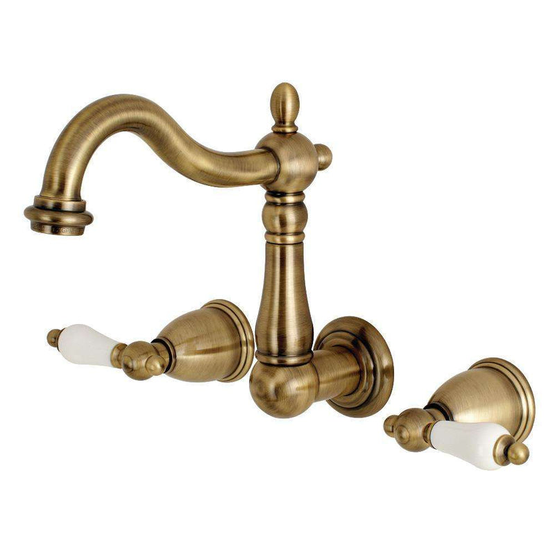 Kingston KS1253PL 8" Center Wall Mount Bath Faucet, Antique