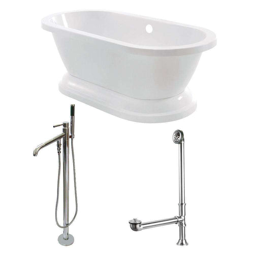 Kingston KT7PE672824B1 67" Acrylic Pedestal Tub Faucet Combo