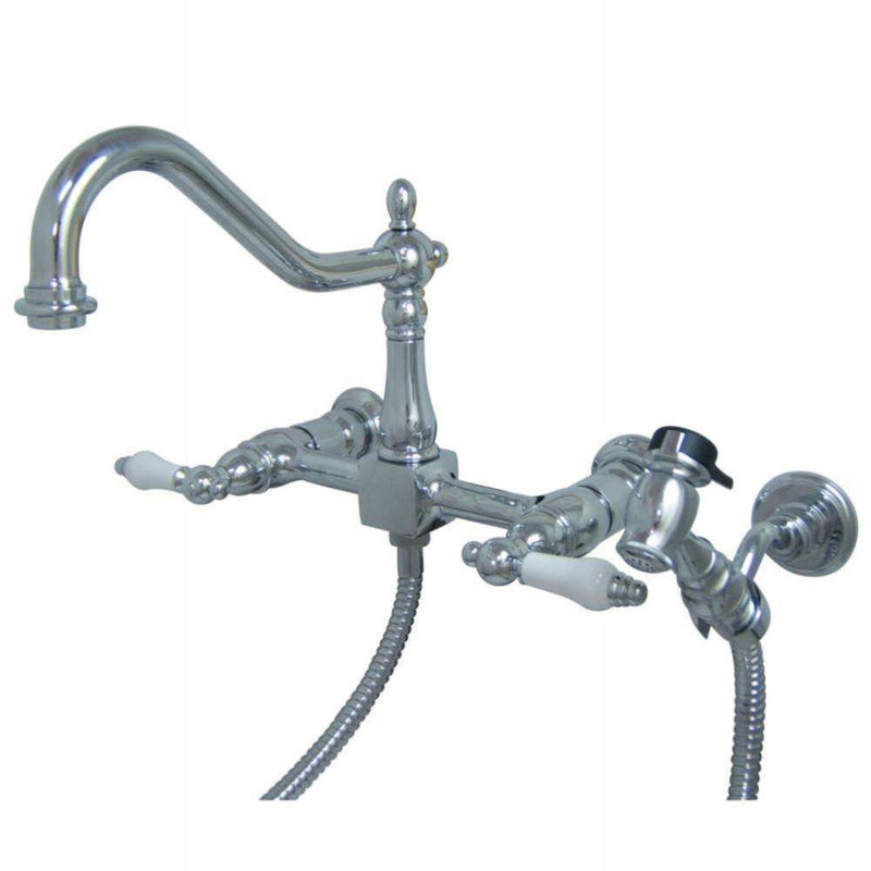 Kingston KS1241PLBS Heritage Two-Hnd Wall Mount K Faucet