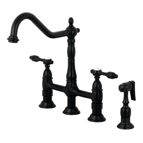 Kingston KS1270TALBS Tudor Bridge Kitchen Faucet W/ Sp,