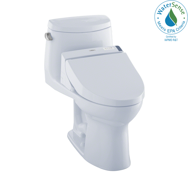 TOTO WASHLET UltraMax II One-Piece Elongated 1.28 GPF Toilet and WASHLET C200 Bidet Seat, Cotton White MW6042044CEFG#01