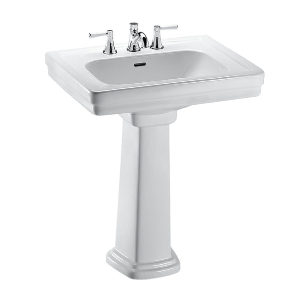 TOTO Promenade 24" x 19-1/4" Rectangular Pedestal Bathroom Sink for 8 inch Center Faucets, Cotton White LPT532.8N#01