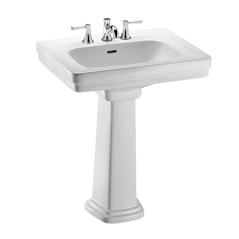 TOTO Promenade 24" x 19-1/4" Rectangular Pedestal Bathroom Sink for 4 inch Center Faucets, Cotton White LPT532.4N