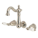 Kingston KS1226PL 8" Center Wall Mount Bath Faucet Nickel