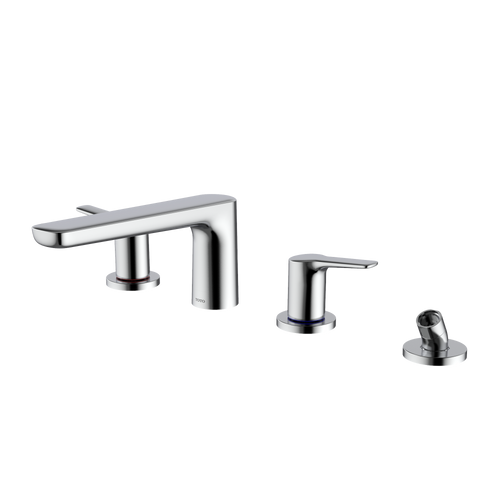 TOTO GS Four-hole Deck-Mount Roman Tub Filler Trim with Handshower, Polished Chrome TBG03202U#CP