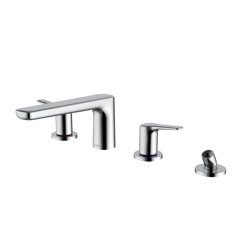 TOTO GS Four-hole Deck-Mount Roman Tub Filler Trim with Handshower, Polished Chrome TBG03202U