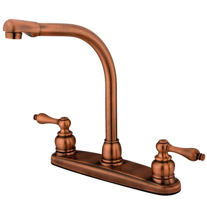 Kingston KB716ALLS Centerset Kitchen Faucet, Antique Copper