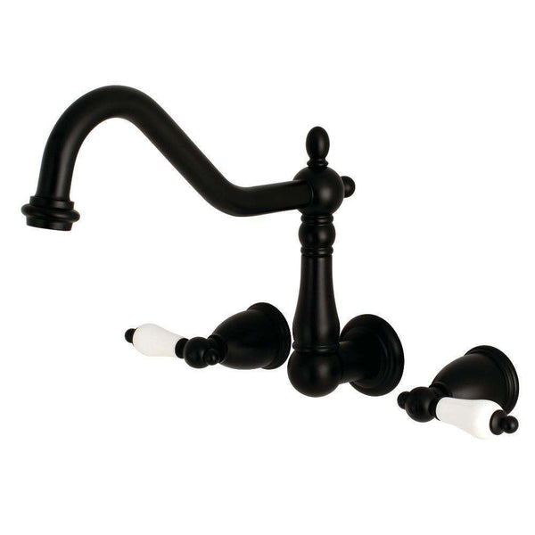 Kingston Brass KS1280PL Wall Mount Kitchen Faucet, Matte B