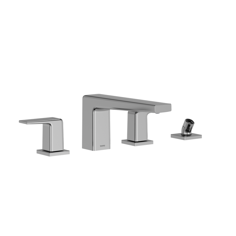 TOTO GB Two-Handle Deck-Mount Roman Tub Filler Trim with Handshower, Polished Chrome TBG10202U