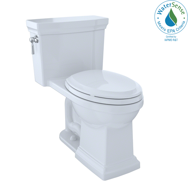 TOTO Promenade II 1G One-Piece Elongated 1.0 GPF Universal Height Toilet with CeFiONtect, Cotton White MS814224CUFG#01