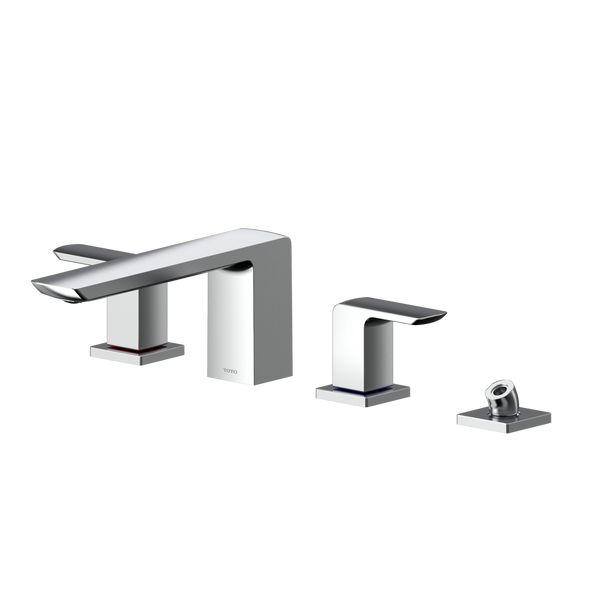 TOTO GR Two-Handle Deck-Mount Roman Tub Filler Trim with Handshower, Polished Chrome TBG02202U#CP