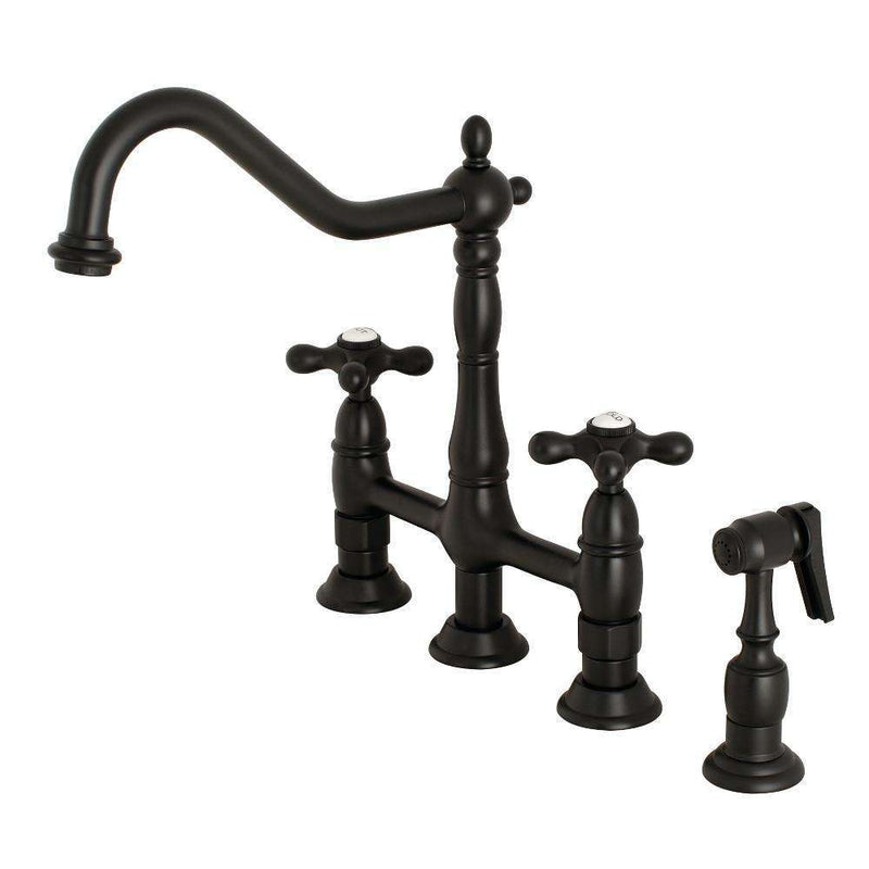 Kingston KS1270AXBS Heritage 8 in. Bridge Kitchen Faucet W/