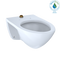 TOTO Elongated Wall-Mounted Flushometer Toilet Bowl with Top Spud and CeFiONtect, Cotton White CT708UG#01