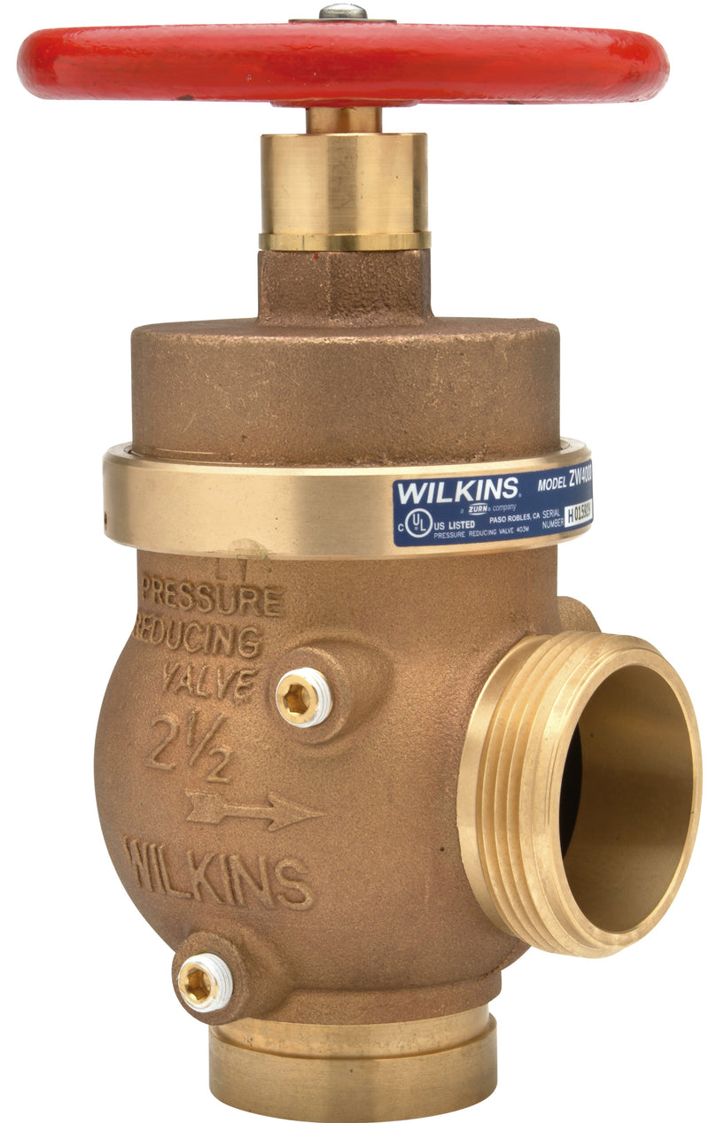 Zurn 2-1/2" Pressure-Tru Pressure Reducing Fire Angled Hose Valve Fem NPT x Male Hose Thrd Settting R ZW4000-R