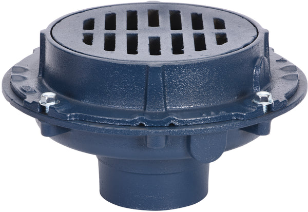 Zurn Z508 9" Dia Cast Iron Extra Heavy Duty Drain with 3" No Hub Body,Trap Primer,Duresist Grate and Bucket Z508-3NH